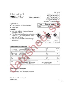 IRFB17N20DPBF datasheet  